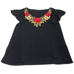 Lavish Boutique rose embroidered top size XL